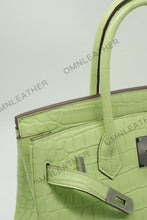 Load image into Gallery viewer, London 30 Birkin Style Nile Croc Leather Opaque Light Yellow Color Silver Hardware
