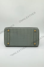 Load image into Gallery viewer, London 30 Birkin Style Saltwater Croc Leather Opaque Crystal Grey Color
