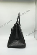 Load image into Gallery viewer, London 35 Birkin Style HCP Saltwater Croc Leather Opaque Graphite Grey Color Gold Hardware
