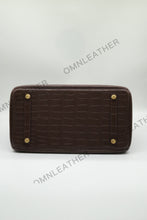 Load image into Gallery viewer, London 35 Birkin Style Saltwater Croc Leather Opaque Ebony Color Gold Hardware
