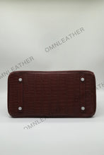 Load image into Gallery viewer, London 35 Birkin Style HCP Saltwater Croc Leather Opaque Burgundy Color Silver Hardware
