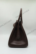 Load image into Gallery viewer, London 35 Birkin Style Saltwater Croc Leather Opaque Ebony Color Silver Hardware
