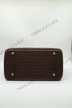 Load image into Gallery viewer, London 35 Birkin Style Saltwater Croc Leather Opaque Ebony Color Silver Hardware
