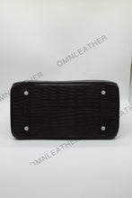 Load image into Gallery viewer, London 35 Birkin Style HCP Saltwater Croc Leather Opaque Ebony Color Silver Hardware
