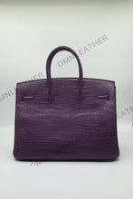 Load image into Gallery viewer, London 35 Birkin Style HCP Saltwater Croc Leather Opaque Purple Color Silver Hardware
