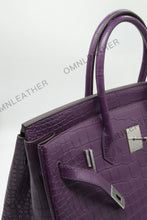 Load image into Gallery viewer, London 35 Birkin Style HCP Saltwater Croc Leather Opaque Purple Color Silver Hardware
