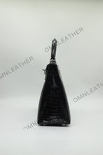 Load image into Gallery viewer, Verona 28 Kelly Style Glossy Saltwater Croc Leather Black Color Silver Hardware
