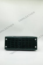 Load image into Gallery viewer, Verona 28 Kelly Style Glossy Saltwater Croc Leather Green Color Silver Hardware
