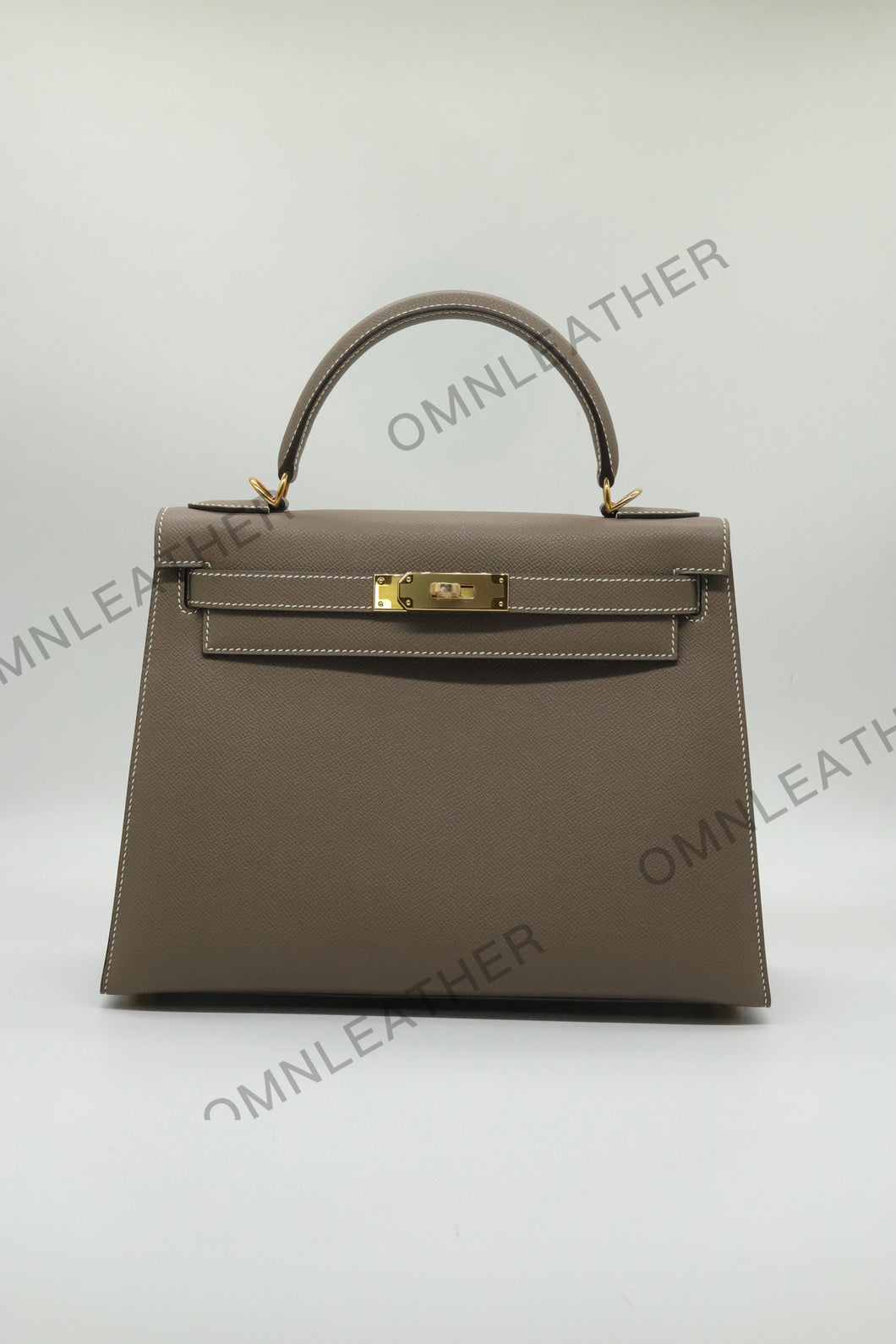 Verona 28 Kelly Style Fully Handmade Epsom Leather Etoupe Color Gold Hardware