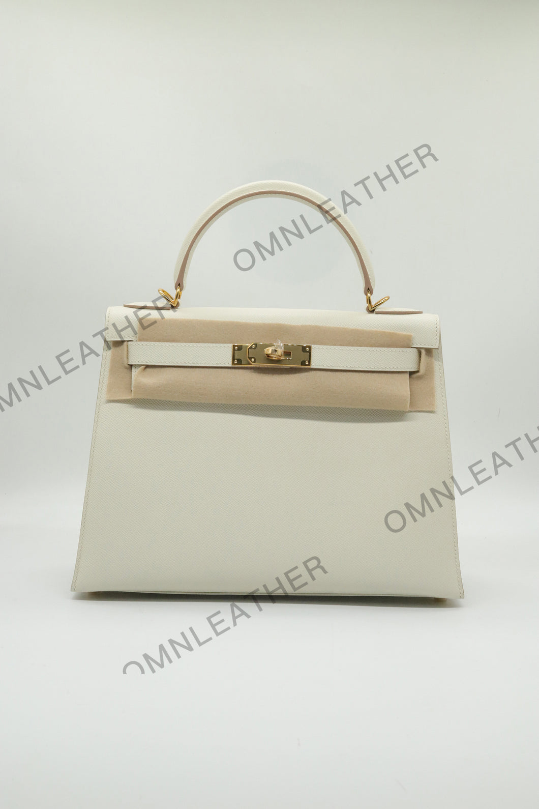 Verona 28 Kelly Style Fully Handmade Epsom Leather Cream Color Gold Hardware