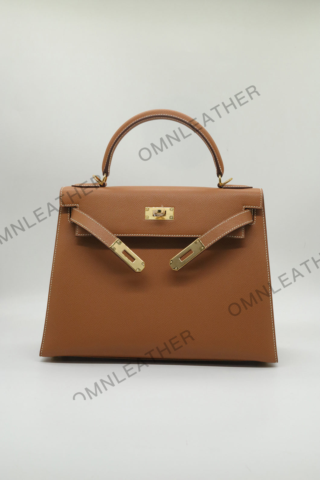 Verona 28 Kelly Style Fully Handmade Epsom Leather Brown Color Gold Hardware