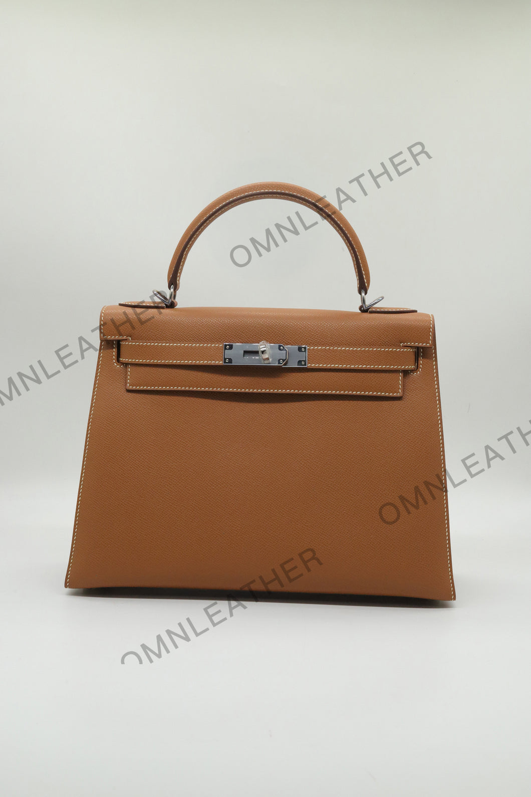 Verona 28 Kelly Style Fully Handmade Epsom Leather Brown Color Silver Hardware