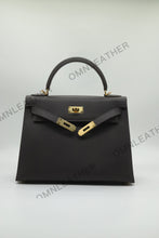 Load image into Gallery viewer, Verona 28 Kelly Style Fully Handmade Epsom Leather Ebony Color Gold Hardware
