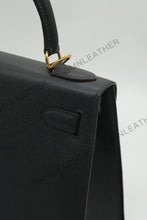 Load image into Gallery viewer, Verona 28 Kelly Style Fully Handmade Epsom Leather Black Color Gold Hardware
