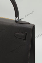 Load image into Gallery viewer, Verona 28 Kelly Style Fully Handmade Epsom Leather Ebony Color Gold Hardware
