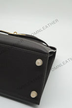 Load image into Gallery viewer, Verona 28 Kelly Style Fully Handmade Epsom Leather Ebony Color Gold Hardware

