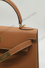 Load image into Gallery viewer, Verona 28 Kelly Style Fully Handmade Epsom Leather Brown Color Gold Hardware
