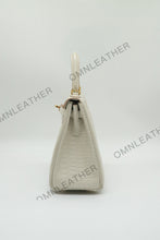 Load image into Gallery viewer, Verona 25 Kelly Style Opaque Saltwater Croc Leather Beton Color Gold Hardware
