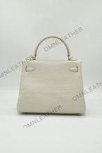 Load image into Gallery viewer, Verona 25 Kelly Style Opaque Saltwater Croc Leather Beton Color Gold Hardware
