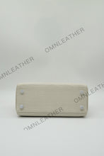 Load image into Gallery viewer, Verona 25 Kelly Style Opaque Saltwater Croc Leather Beton Color Gold Hardware
