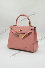 Load image into Gallery viewer, Verona 25 Kelly Style Opaque Saltwater Croc Leather Powder Pink Color Gold Hardware
