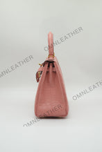 Load image into Gallery viewer, Verona 25 Kelly Style Opaque Saltwater Croc Leather Powder Pink Color Gold Hardware
