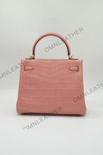 Load image into Gallery viewer, Verona 25 Kelly Style Opaque Saltwater Croc Leather Powder Pink Color Gold Hardware
