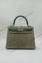 Load image into Gallery viewer, Verona 25 Kelly Style Glossy American Croc Leather Mixed Color Gold Hardware
