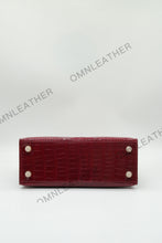Load image into Gallery viewer, Verona 25 Kelly Style Glossy American Croc Leather Bordeaux Color Gold Hardware
