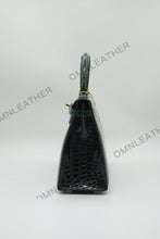 Load image into Gallery viewer, Verona 25 Kelly Style Glossy Saltwater Croc Leather Green Color Gold Hardware
