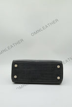 Load image into Gallery viewer, Verona 25 Kelly Style Opaque Saltwater Croc Leather Graphite Grey Color Gold Hardware
