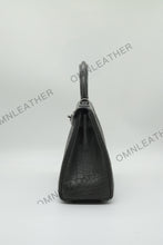 Load image into Gallery viewer, Verona 25 Kelly Style Opaque Saltwater Croc Leather Graphite Grey Color Silver Hardware
