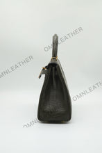 Load image into Gallery viewer, Verona 25 Kelly Style Opaque Saltwater Croc Leather Vert Olive Color Gold Hardware
