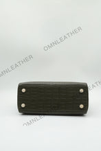Load image into Gallery viewer, Verona 25 Kelly Style Opaque Saltwater Croc Leather Vert Olive Color Gold Hardware
