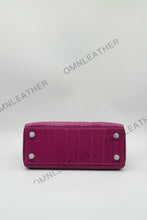 Load image into Gallery viewer, Verona 25 Kelly Style Opaque Saltwater Croc Leather Purple Color Silver Hardware
