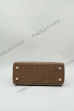 Load image into Gallery viewer, Verona 25 Kelly Style Opaque Saltwater Croc Leather Etoupe Color Gold Hardware
