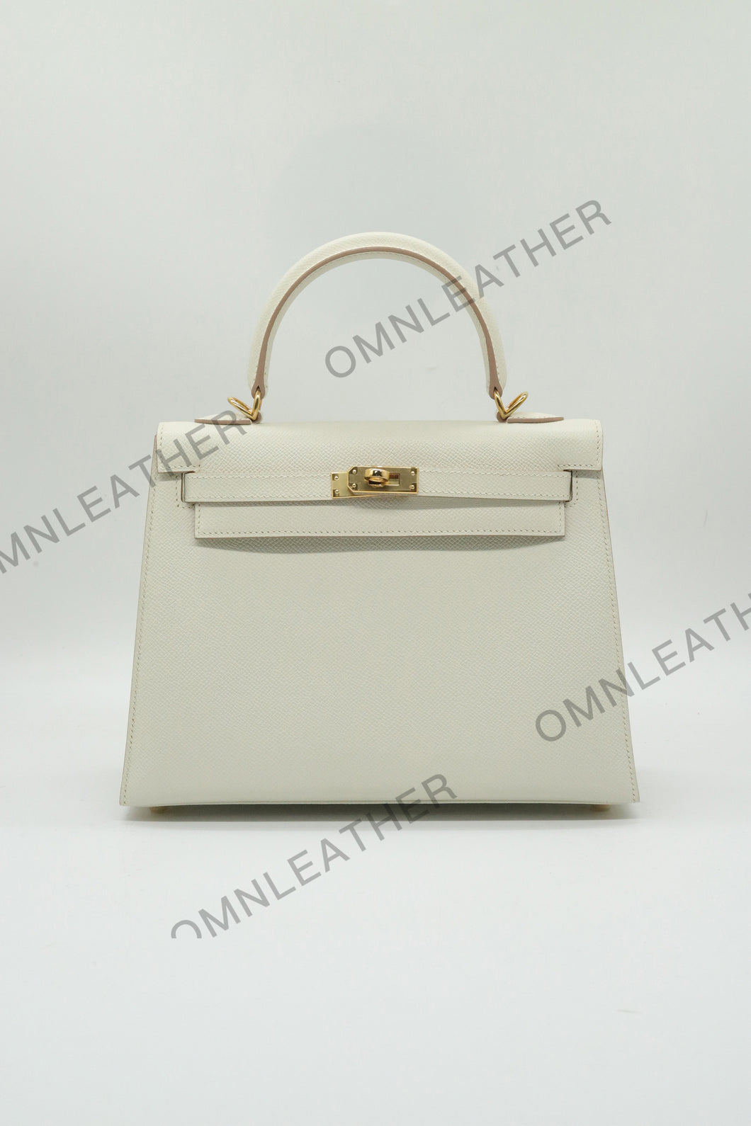 Verona 25 Kelly Style Fully Handmade Epsom Leather Cream Color Gold Hardware