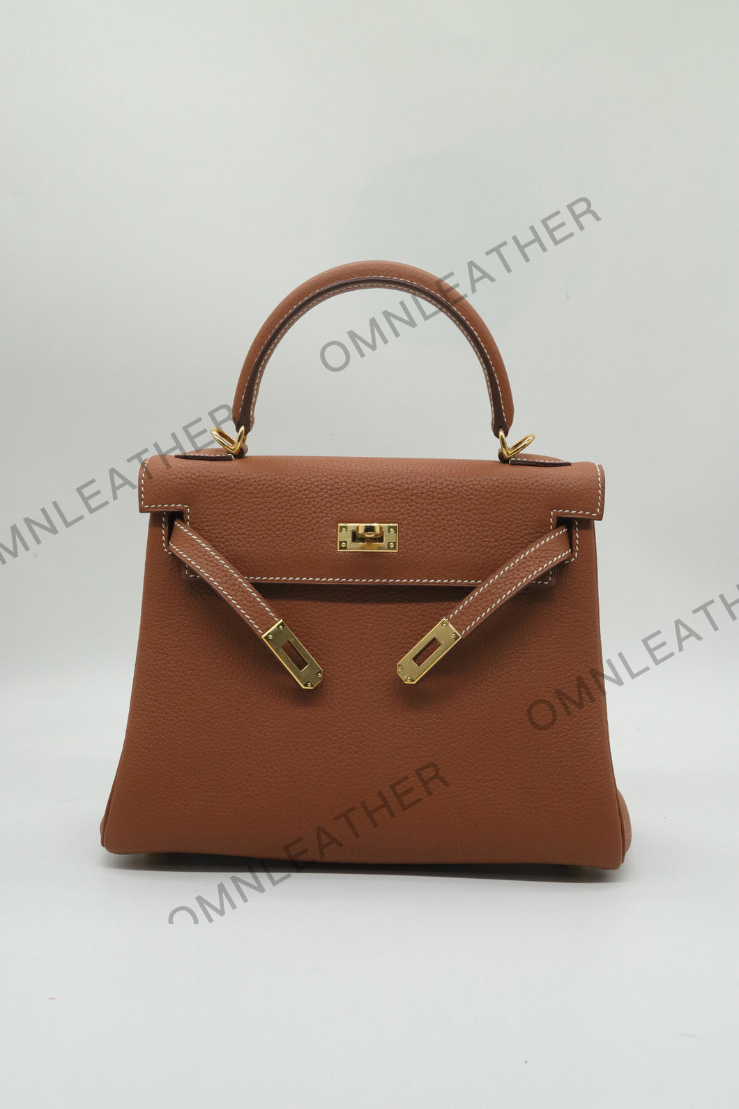 Verona 25 Kelly Style Fully Handmade Togo Leather Brown Color Gold Hardware