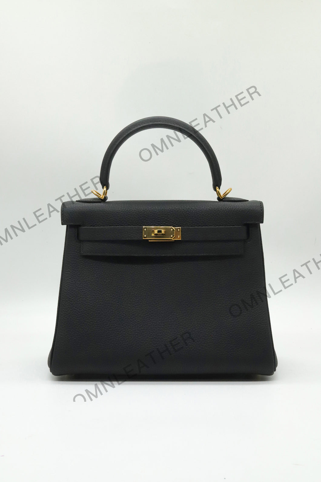 Verona 25 Kelly Style Fully Handmade Togo Leather Black Color Gold Hardware