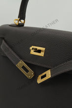 Load image into Gallery viewer, Verona 25 Kelly Style Fully Handmade Togo Leather Ebony Color Gold Hardware
