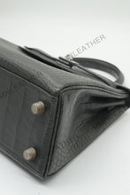Load image into Gallery viewer, Verona 25 Kelly Style Opaque Saltwater Croc Leather Graphite Grey Color Silver Hardware
