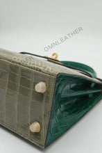 Load image into Gallery viewer, Verona 25 Kelly Style Glossy American Croc Leather Mixed Color Gold Hardware
