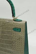 Load image into Gallery viewer, Verona 25 Kelly Style Glossy American Croc Leather Mixed Color Gold Hardware
