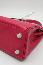 Load image into Gallery viewer, Verona 25 Kelly Style Opaque Saltwater Croc Leather Fuschia Color Silver Hardware
