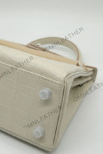 Load image into Gallery viewer, Verona 25 Kelly Style Opaque Saltwater Croc Leather Beton Color Gold Hardware
