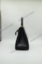 Load image into Gallery viewer, Verona 28 Kelly Style Opaque Saltwater Croc Leather Black Color Gold Hardware
