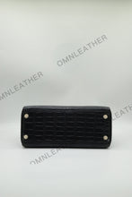 Load image into Gallery viewer, Verona 28 Kelly Style Opaque Saltwater Croc Leather Black Color Gold Hardware
