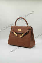 Load image into Gallery viewer, Verona 28 Kelly Style Opaque Saltwater Croc Leather Brown Color Gold Hardware
