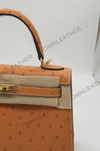 Load image into Gallery viewer, Verona 22 Kelly Style Ostrich Leather Brown Color Gold Hardware
