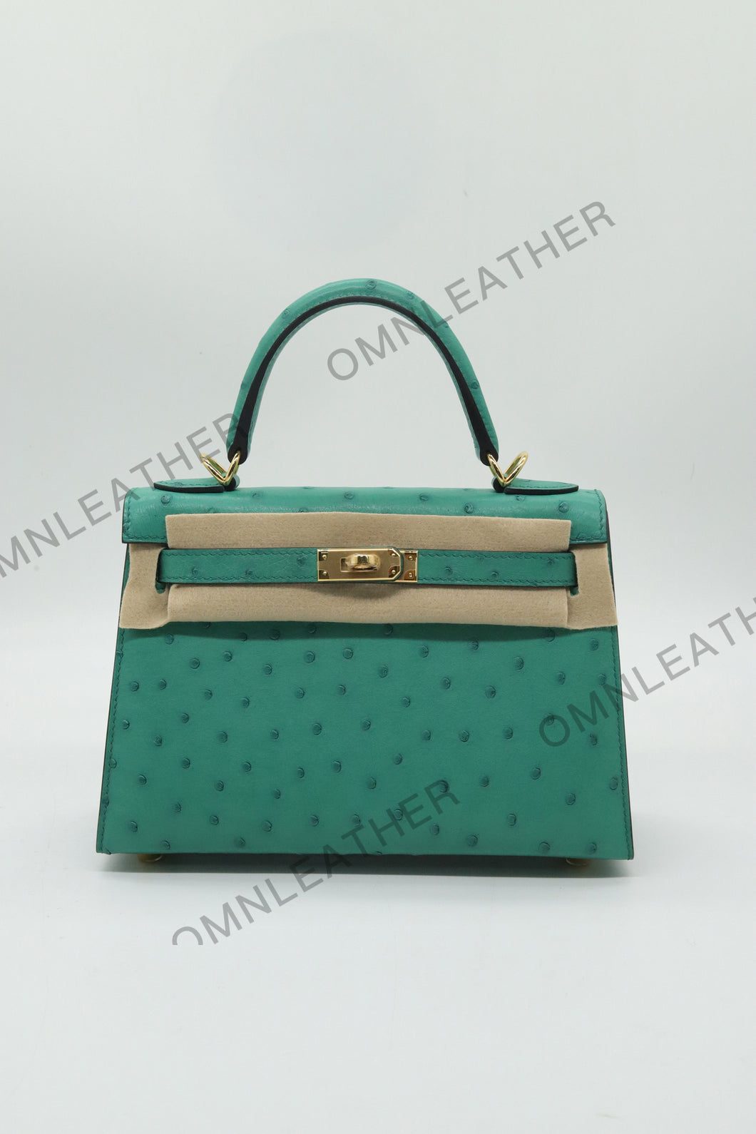 Verona 22 Kelly Style Ostrich Leather Green Color Gold Hardware